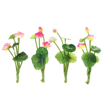 27 cm, Umjetno Cvijeće Realan Vodeni Ljiljan Mikro Krajolik Dug Lotos Mješoviti Boja Za Vjenčanje Ribnjak i Dvorište Lažni Nakit Biljaka