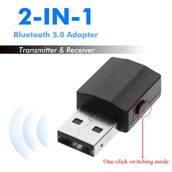 2 u 1 Bluetooth 5,0 Adapter S prelaskom u jednom kliku USB-odašiljač Music Аудиоприемник Prijenosni 3,5 mm stereo zvučnik Slušalice