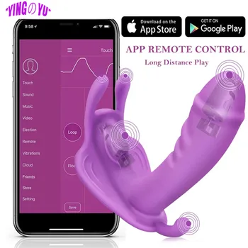 Bluetooth Ženski Masturbator Dildo Leptir Vibrator Seks Igračke za Žene i Muškarce Mobilnu APLIKACIJU za Upravljanje Anal G Spot Stimulator Klitorisa