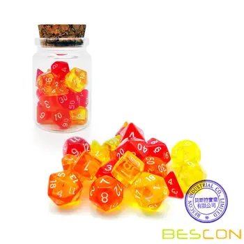 Skup mini-kocke Bescon s dragim kamenjem, 21 kom -21 mini-multi-faceted kocka s dragim kamenjem, 3 boje u paketu od 7, minijaturni kocke veličine 10 mm