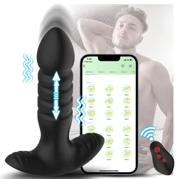 PROGRAM Bluetooth Analni Vibrator Teleskopski Masažu Prostate Stimulans Velike Analni Čep je Analni Dildo Za Žene Seks-Igračke za Muškarce Homoseksualce