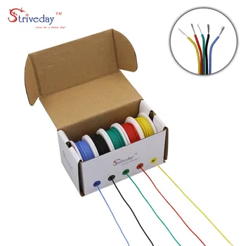 26awg 50 m/kutija 5 boja u kutiji mješoviti žice visoko kvalitetne fleksibilni silikonski kabel i kabel bare obrađeno bakrena žica