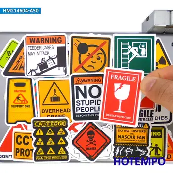 50 Kom. Lažni Znakovi Zabavno Opasnost Stop Rizik Savjet Parole Vodootporne Naljepnice za Bicikl Motocikl Kaciga Telefon Naljepnica za Laptop