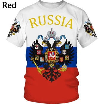 Ljetna moda, Muška/Ženska t-shirt s 3D ispis Zastava Rusije, majica bez spolne razlike u stilu hip-hop, punk-Rock