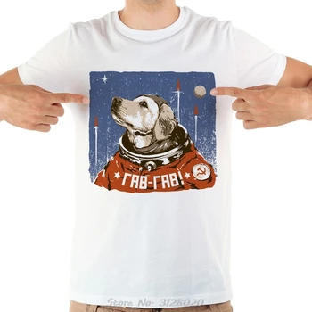 CCCP SSSR Sovjetski Svemirski Mačak Pas Astronaut U Svemiru Zabavna majica Muška Ljetna Nova Bijela Svakodnevni t-Shirt Majice Harajuku