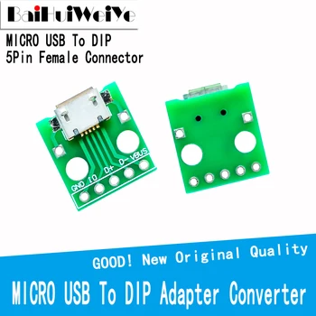 10 KOM. MICRO USB Za DIP Adapter 5pin Konektor Tip B PCB Pretvarač Prototyping Naknada Prekidač SMT Majčinsko Sjedalo Topla Rasprodaja