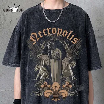 T-shirt Necropolis Devil u stilu hip-hop, Modni Majice u gotičkom stilu, muške Majice, Pamučne Majice kratkih Rukava, Muška Ženska Vanjska odjeća, Gotička