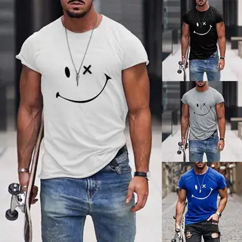 9 boja, Tanka majica, t-shirt s po cijeloj površini, Modne muške Ljetne majice sa emotikonima, Svakodnevne