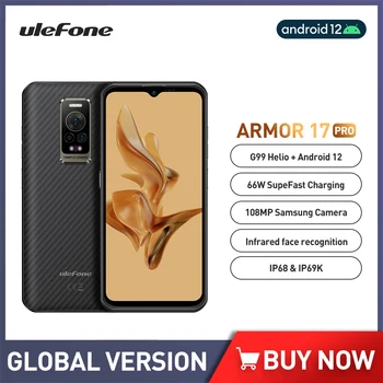 Ulefone Armor 17 Pro IP68 Solidne Android Mobilni telefon 12,8 GB i 256 GB Smartphone Helio G99 108 Mp Kamera Mobilni telefon 66 W 5380 mah NFC