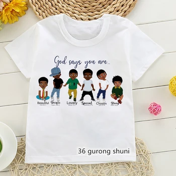 Majica za dječake, slatka majice s melanin u afričkom stilu, smeđe boje, s uzorkom brata, za male dječake, modne odjeće u stilu харадзюку za dječake, ljetne majice vrhunske kvalitete