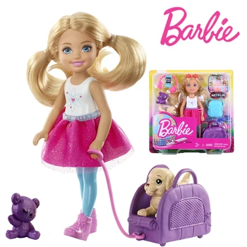 Barbie FWV20 Lutka Mala Kelly World Series Kelly sa Psom Putovanje Mini Igračke Lijepe Modni Dodaci Modni Igračke Za Djevojčice FWV20