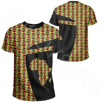 Ljetna Nova majica okruglog izreza i kratkih rukava u Afričkom stilu, u stilu Харадзюку s 3D Ispis - Kente Platno - Posebna majica iz Gane - Sportski stil