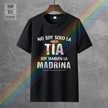T-shirt s cvjetnim Uzorkom No Soy Solo La Tia Soy Tambien La Kuma Crna M 6Xl