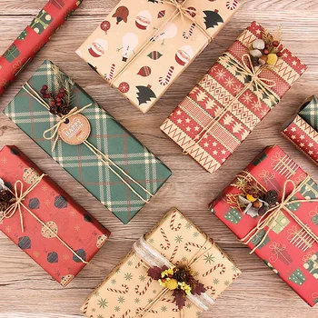 MOHAMM 10 KOM. Retro Božić Kraft-Papir za pakiranje Set za Rođendanske Poklone Pakiranje Zanat Projekt Dorade Materijala