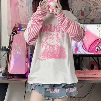2022 Novi Kawaii Sanrioed Hello Kitty Anime Crtani film Učenica Vrhovima Besplatne Majice Slatka Kt Majice s Dugim Rukavima Igračke za Djevojčice