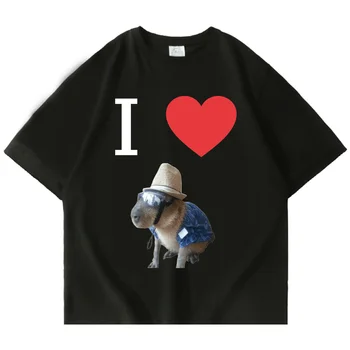 Volim Capybaras S po cijeloj površini Za Muškarce I žene, Modne Svakodnevne Besplatne majice s Okruglog izreza, hip-hop, Muška Zabavna Majica, Мужс...