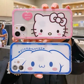 Kawaii Sanrio Hello Kitty Cinnamorol Slatka Mačka Sjedalo za Telefone Iphone 13 12 11 Pro Max Mini Xs Xr Max 8x7 Se 2022 Stražnji Poklopac