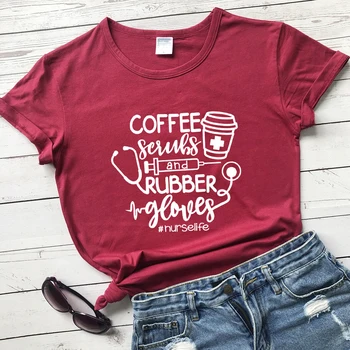 Kava Scrubs i Gumene Rukavice, t-shirt Zanimljiv Citat Iz Života medicinske Sestre, Majica sa Slatkim ženske Grafički t-shirt za Dojenje