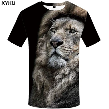 KYKU Lion Majica Muška Majica Sa Životinjama Seks Zabavne Majice Tanka majica sa 3D ispis Hip-Hop Majica je Cool Muška Odjeća 2018 Novi Godišnji Top