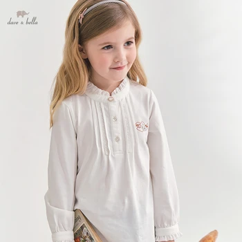 DK1220377 dave bella/ proljetna odjeća za djevojčice od 5 do 13 godina, dječje modne monotono majicu s likovima iz crtića, moderan majice visoke kvalitete za djevojčice
