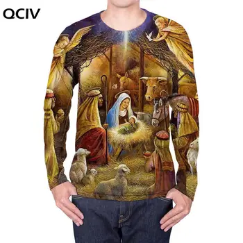 QCIV Kršćanska majica Dugih rukava Muške Galaxy 3d t-Shirt S po cijeloj površini Anđeo Hip hop Životinja Punk Rock Muška Odjeća Nova Ulica