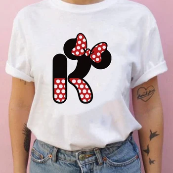 Ženska t-Shirt s Korisničkim Imenom i Буквенным po cijeloj površini, t-Shirt s Буквенным Slovima Minnie Mouse A B C D E F G, t-Shirt Disney Kratkih Rukava