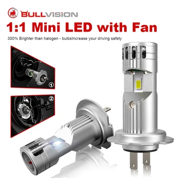 Bullvision Mini Mali Led Žarulja Auto Žarulje h7 prednja Svjetla Žarulje Motocikli Automobilskih svjetala 6000 DO 20000LM 55 W 12 H7 Led Canbus S Ventilatorom