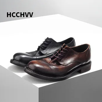 Muške cipele od prave kože, visoke kvalitete u retro stilu, poslovne модельная muške cipele Oxfords čipka-up, muška službena obuća