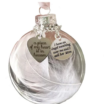 Božićne dekoracije Ovjes od perja anđela za božićno drvce - Komada moje srce na nebu Memorijalna ukras za gubitak voljene osobe