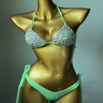 Anibol Luksuzni Dijamant Bikini 2022 Seksi Gorski Kristal Kristal Ženski Kupaći Kostim Zavoj Push-Up Ženski Kupaći Kostim 2022 Novi