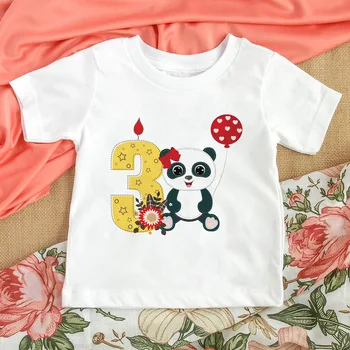 Majica na Dan rođenja sa brojem 1-8, t-Shirt s slatka Panda i likovima iz Crtića za djevojčice, Majice za Djecu, Dar za Djecu, Izravna Dostava