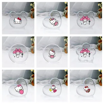 Kawaii Hello Kitty Prozirna Plastična Kutija Za Nakit Anime Kawaii Melody Prašinu Pribor za Nokte Kutije za Pohranu Darove za Djevojčice