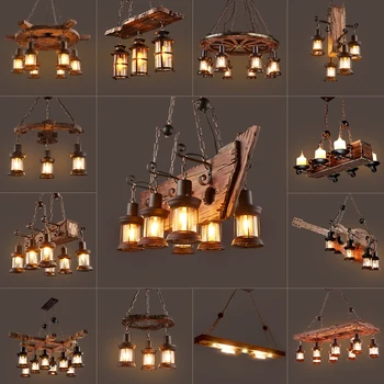 Drveni luster Kuhinja Bar Blagovaonica Salon sjaj ovjes Industrial Vintage Potkrovlje Luster downlight svjetiljke