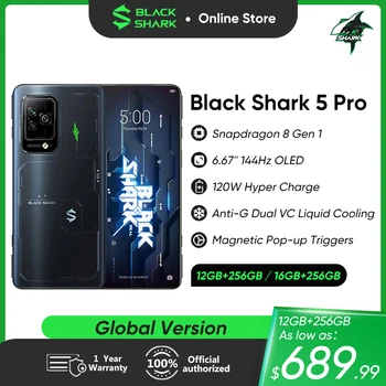 Black Shark 5 Pro 5G Telefon Globalna Verzija Igre smartphone Snapdragon 8 Gen 1 6,67 
