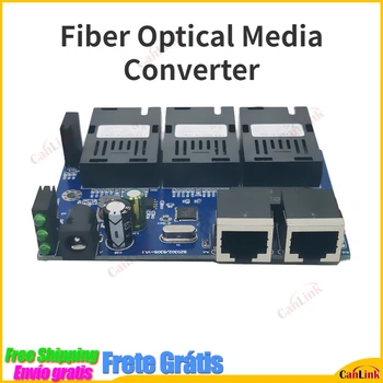 High-end Ethernet Preklopnik Fiber-Optički Медиаконвертер Однорежимный 2 RJ45 i 3 switch porta SC 10/100 M PCBA