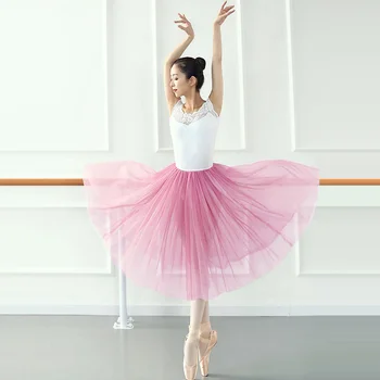 80 cm Duga Balet Suknja je Roza Bijela Crna, Za Odrasle Balerina Labuđe Jezero Ples Elastičan Pojas Slojem Prozirne čipke i Suknje