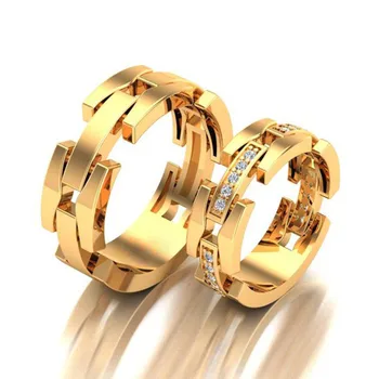 Modyle Modni Angažman Prstenje Prsten za Žene/Muškarce Ljubav Dar Zlatne boje Metal CZ Obećanje Par Nakit