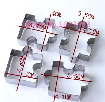 4 Piece Puzzle Oblik Od Nehrđajućeg Čelika Skup Oblikovatelji Za Keks DIY Obrazac Za Keks Kuhinjske Alate Desert Kalup Za Pečenje ma