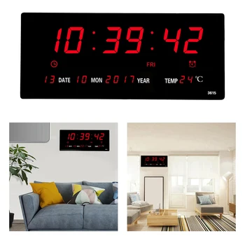 12-inčni led Digitalni Zidni Sat Kalendar sa velikim Displejom, sa temperaturom u prostoriji 24 sata dnevno-Dana/Mjesec/Godina USB Chargeble