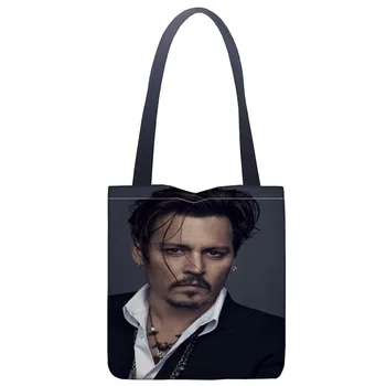 Nova холщовая vrećica s po cijeloj površini Johnny Depp, praktična torba za kupovinu, ženska torba, student torba, vaš Individualni stil