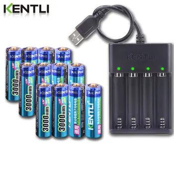 KENTLI 1,5 3000 МВтч AA polimer litij litij-ionska baterija baterija baterija baterija baterija + 4 utora литиевое punjač aa
