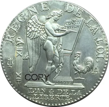 Francuska 1/2 ECU De 3 Ливра Tip FRANCOIS 1792 A 90% Srebro Fotokopirni kovanice