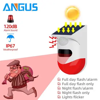 Angus je nezavisna solarna vanjska infracrvena bežični alarmni sustav protuprovalni alarmni sustav kontroler 120 db стробоскоп