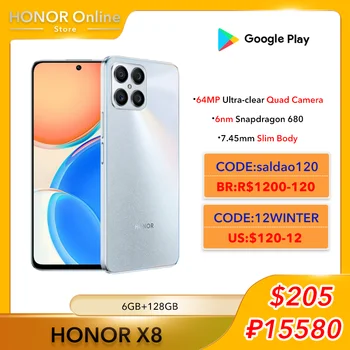 HONOR X8 Android Smartphone 11 Mobilni telefon 6nm Snapdragon 680 22,5 W SuperCharge 90 Hz 2388 * 1080PX Mobilni telefon