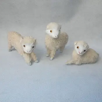 ova igračka janjetinu 9-12 cm, tvrd model, ovce od polietilena i krzna, jedna stranka/3 predmet, ukras za igračke, dar h0049