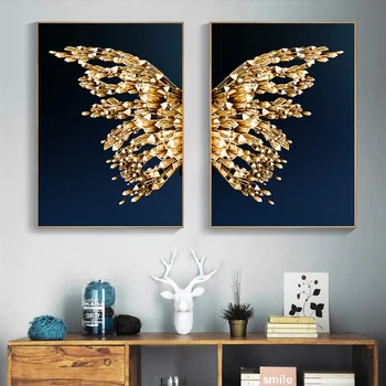 Nordijsko Zlatni Leptir Slika je Zidni Plakat Moderna Ispis Na Platnu Slikarstvo Umjetnost Prolaz Zidni Paneli za Dnevni boravak Ukras Kuće