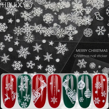 1 kom. naljepnice božićne nokte, naljepnice, pahuljice, koverte, božićne ukrase u obliku snjegovića za zimske noktiju, manikura alati