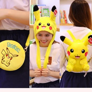 Anime Pokemoned Kawaii Pikachu Ruksak Torba Šešir Fin Pliš Igračke Lutka Rođendanski Poklon Za Djecu
