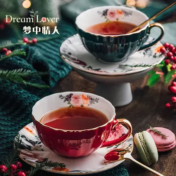 Keramički set šalica kave Europska mala luksuzna kava šalica i tanjurić skup klasicni cvjetni čaj гирлянда šalica s ručni poklon kutiji