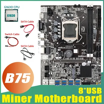 B75 Matične ploče za майнинга ETH 8XPCIE na USB + procesor G1630 + Kabel 2XSATA + Kabel prekidača LGA1155 MSATA B75 Matične ploče USB Miner